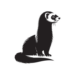 Ferret Vector - Minimalist Ferret Silhouette - Illustration of Ferret.