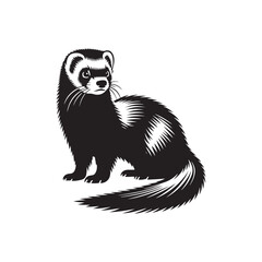 Ferret Vector - Minimalist Ferret Silhouette - Illustration of Ferret.