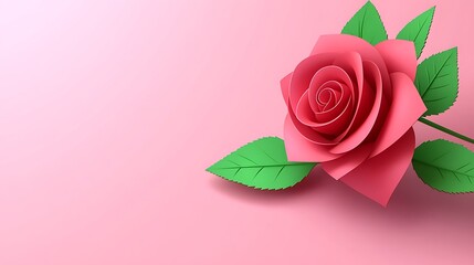 A stylized pink rose sits against a pink background elegantly