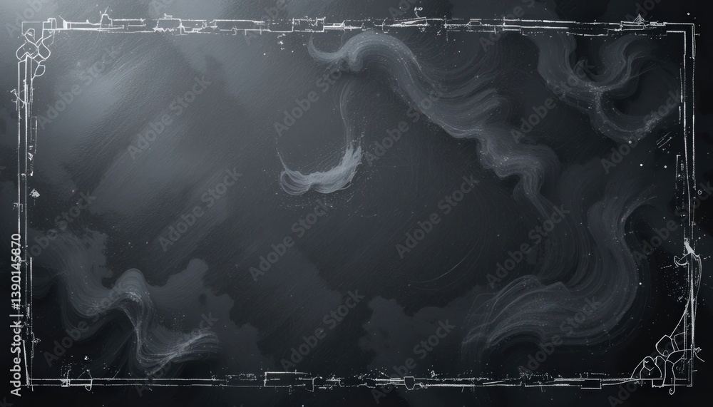 Poster creating ethereal digital art abstract smoke effects in a studio environment with a dark background 