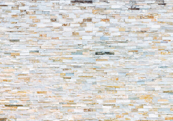 Natural Stone texture background. Gray color tone. Square rectangle shape in horizontal row stripe. Material for architectural decoration, wall cladding panel for facade, hotel, pool villa, resort.