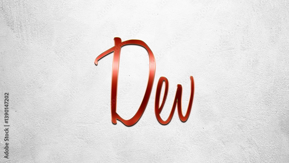 Fototapete red 3d text effect of hindi name dev on silver background.