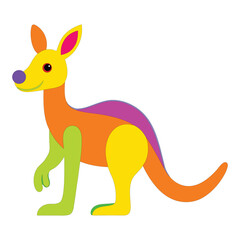 Simple Funny Kangaroo Vector Illustration on White Background – Cute Minimal Animal Art Design