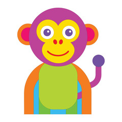 Simple Funny Monkey Vector Art Illustration on White Background – Playful Cartoon Clipart