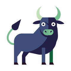 Simple Funny Bull Vector Illustration on White Background – Cute Minimal Farm Animal Art Design