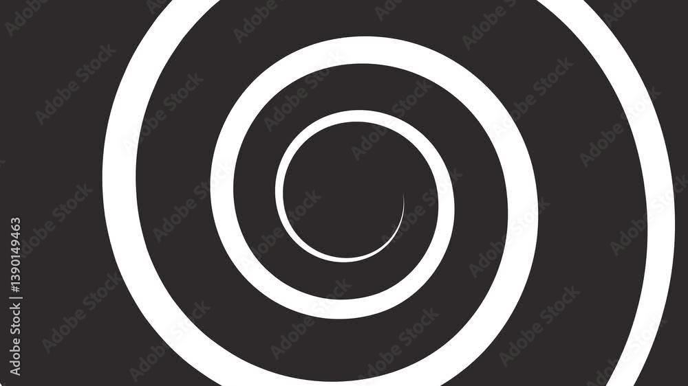 Poster abstract spiral animation. hypnotic motion graphic loop with black and white concentric circles. gre