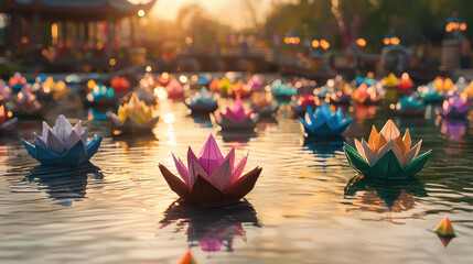Floating Lotus Flowers