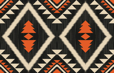 Fototapeta premium Geometric ethnic Native American tribal patterns, featuring Aztec and Navajo motifs, create a seamless decorative texture. Design for background ,curtain, carpet, clothing, wrapping, Batik.
