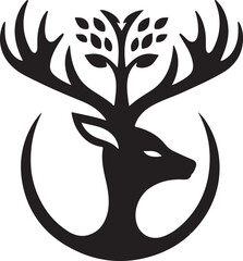 Deer Head Tree Logo Vector