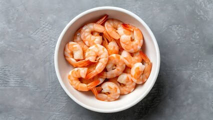 Delicious cooked shrimp in bowl ready to eat seafood appetizer dish