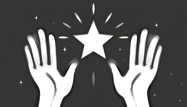 hands of the girl star icon and favorite icon set. Vector illustration isolated on white background.
