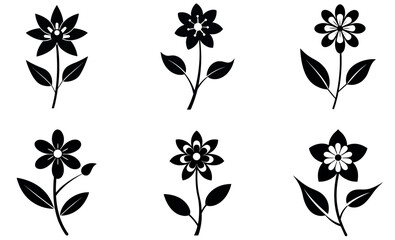Decorative Black and White Flower Illustrations
