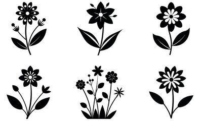 Decorative Black and White Flower Illustrations