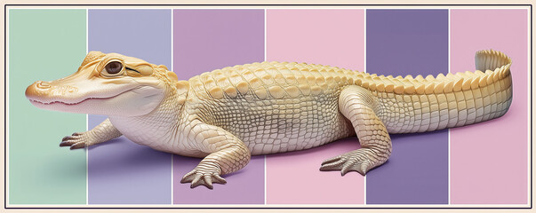Full-length images of large African animals, such as a crocodile. The concept of wildlife conservation in Africa.