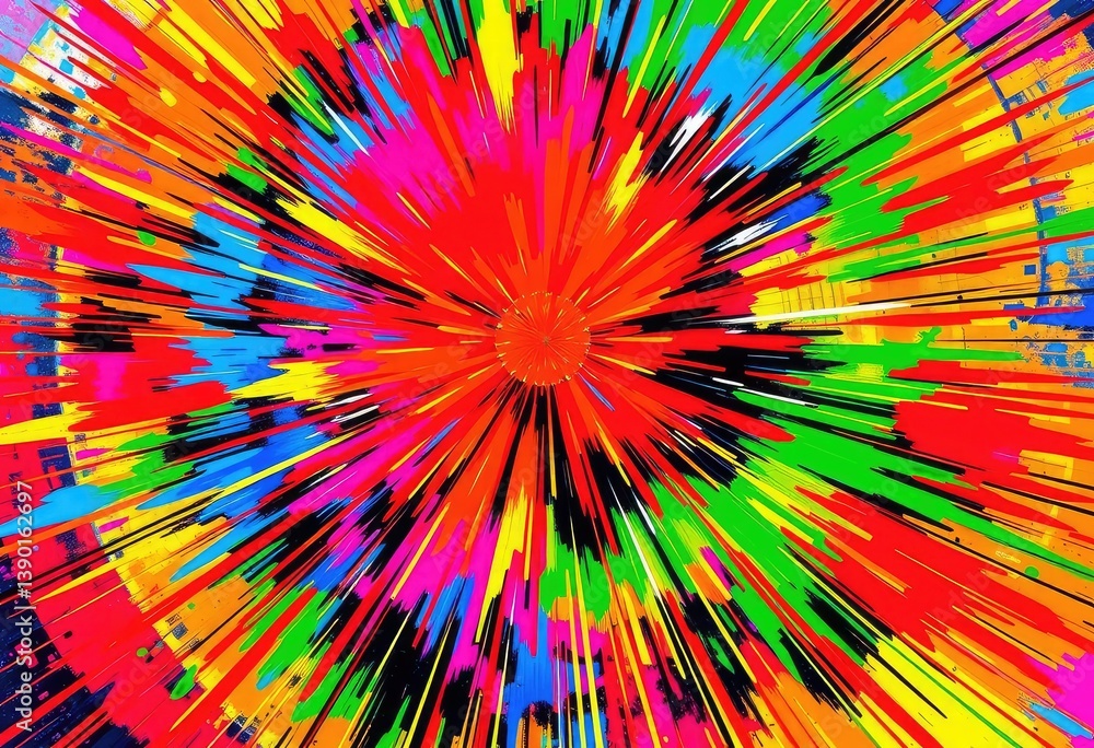 Canvas Prints vibrant, dynamic abstract art with intense color bursts and rhythmic patterns, rhythm, artwork