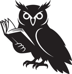Naklejka premium Owl with a Book silhouette vector design