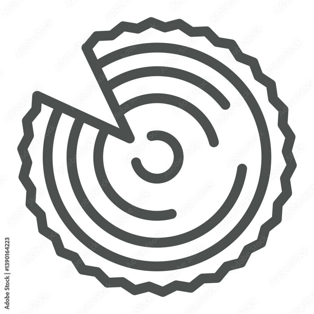 Poster log with tree bark line icon, forestry concept. vector graphics. chipped log, woodwork sign on white