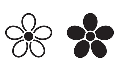Minimalist Flower Icons Vector – Outline and Solid Floral Symbol Design