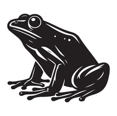 Frog silhouette jumping, climbing a plan, line art vector.