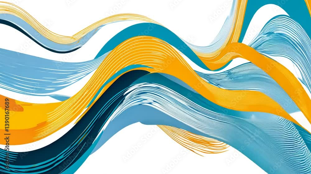Poster colorful abstract wave lines create movement on a white background generative ai