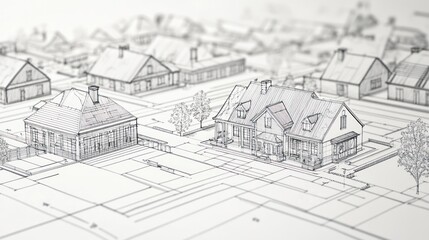 Obraz premium Architectural Blueprint of a Residential Area