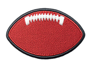 Red embroidered football patch for sports enthusiasts and collectors on a transparent background, cut out