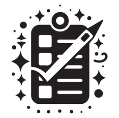 Minimal Checklist logotype, to-do list with checkmarks icon Silhouettes Vector Icon.