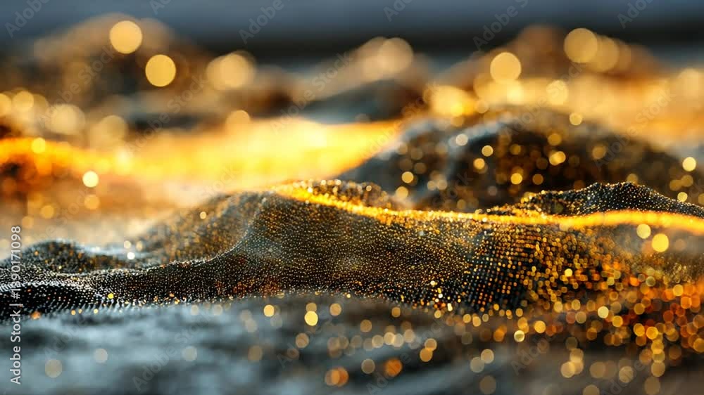 Poster flowing particles and illuminated dots create an abstract wave effect generative ai