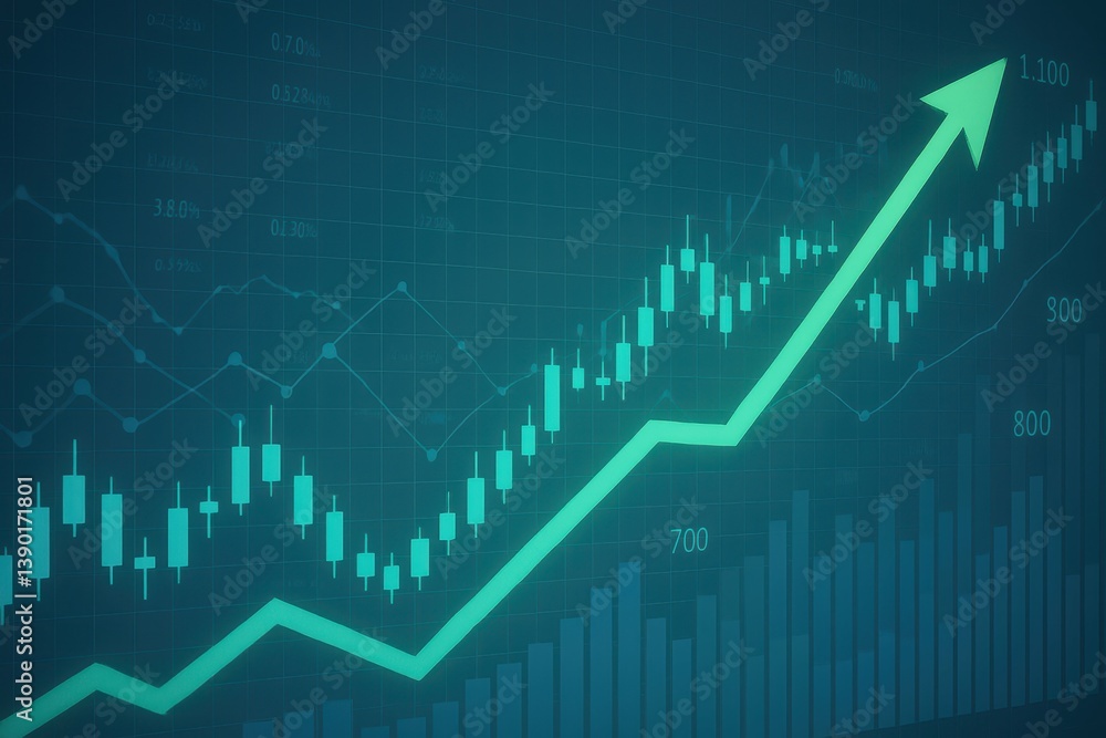 Aufkleber growth chart with ascending trend and data visualization elements