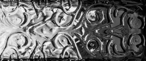 relief patterned glass, black and white
