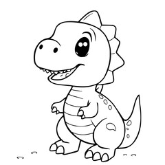 Fototapeta premium Charming Cartoon Dinosaur: A cute and friendly cartoon dinosaur stands upright, its cheerful expression radiates warmth and positivity, set against a simple background.