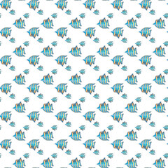 Happy Aquarium Fish Seamless Vector Pattern Design