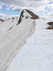 Panoramic view of Monte Elefante with snow in Lazio, Italy