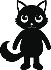Angry Ragdoll Cat Silhouette Vector Symbol Icon on White Background.