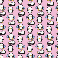 Holiday penguins Seamless Vector Pattern Design
