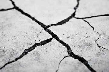 Fototapeta premium The image showcases a cracked surface, highlighting the texture and patterns formed by the fissures in the ground.