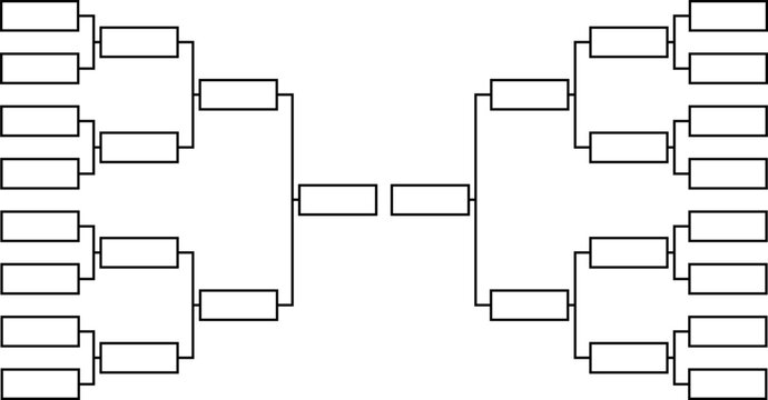 Double Sided Tournament Bracket &ndash; 32 Team Championship Chart