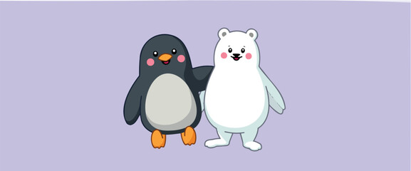 friendly penguin and bear