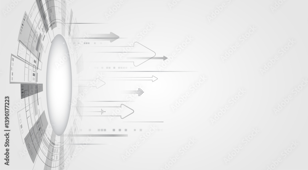 Poster Digital internet communication on grey background. Wide Cyber security internet and networking concept. Hi-tech vector illustration with various technology elements. Abstract global sci fi concept.