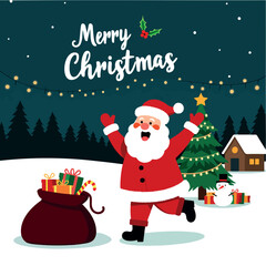 joyful santa claus celebrating christmas with gifts and festive decorations