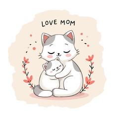 mother cat tenderly embraces her kitten a symbol of maternal love and care