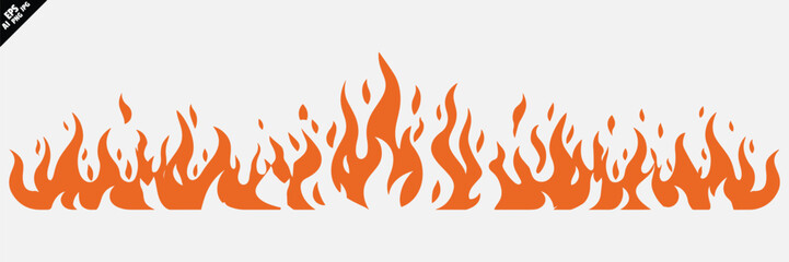 collection of flat fire silhouettes in black on white background
