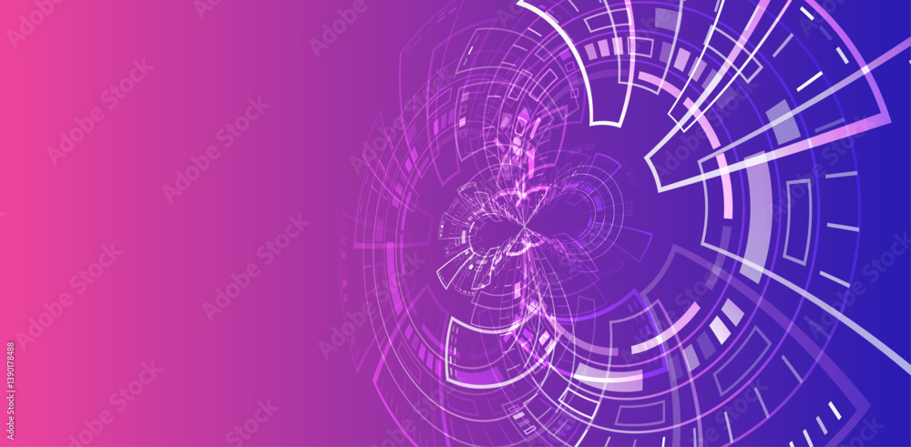 Aufkleber Futuristic blue stripes with circles. Modern high-tech background for presentations and websites. Abstract background with glowing dynamic lines.