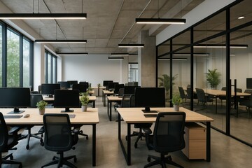 Fototapeta premium Modern Office Interior with Sleek Design and Simple Aesthetic