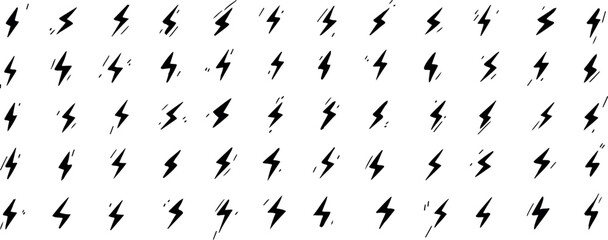 seamless of hand-drawn lightning bolt symbols