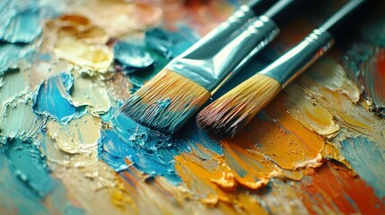 Obraz premium Artist's palette with paintbrushes