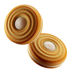 Sandwich cookies with milk cream. 3d illustration. Isolated on white background.	