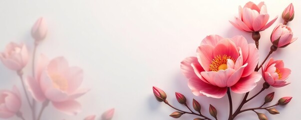 Fototapeta premium Elegant floral shape against a clean and minimalist backdrop, arrangement, elegant, simple