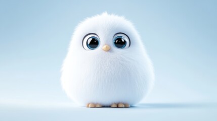 Fluffy white bird, big eyes