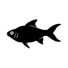 black skirt tetra fish icon, black skirt tetra fish line art - simple line art of black skirt tetra fish, perfect for black skirt tetra fish logos and icons